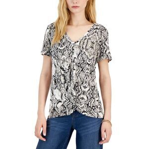 INC International Concepts Womens Snakeskin Print Top